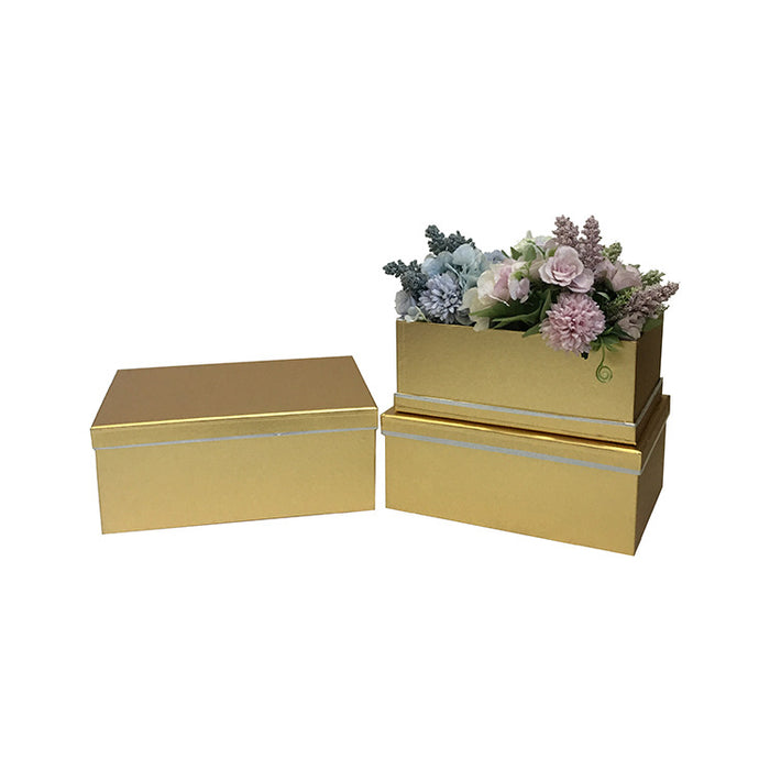 Rectangular Metallic Floral Box (GOLD)