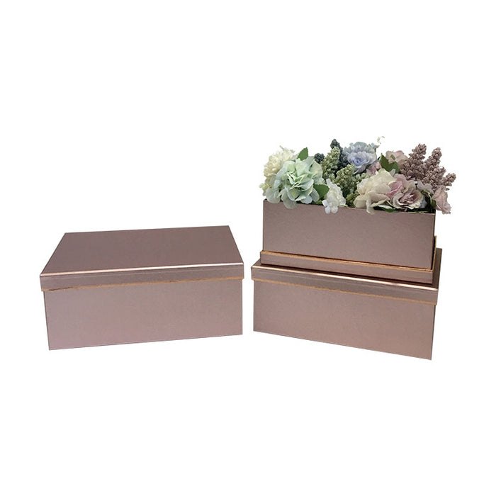 Rectangular Metallic Floral Box (ROSE GOLD)