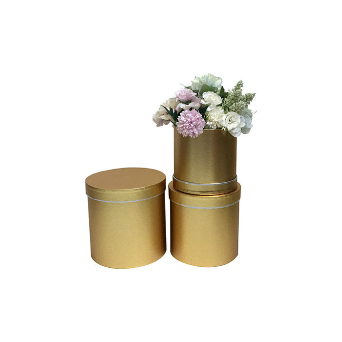Round Metallic Floral Box (GOLD)