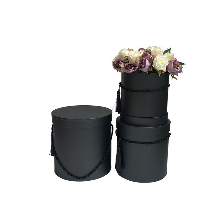Round Tassle Floral Box (BLACK)