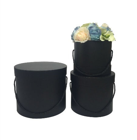 Round Threaded Floral Box (BLACK)