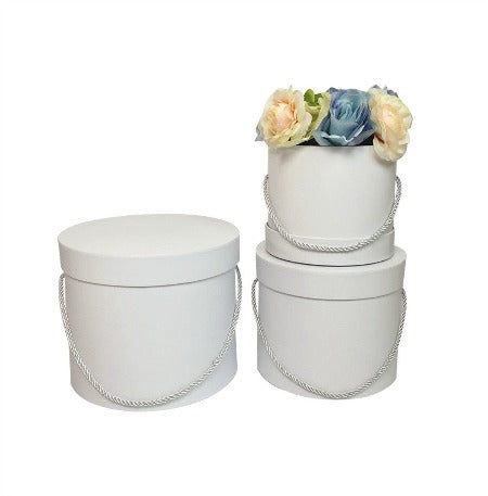 Round Threaded Floral Box (WHITE)