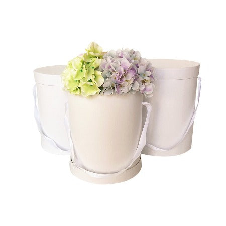 Round Tall Floral Box (WHITE)