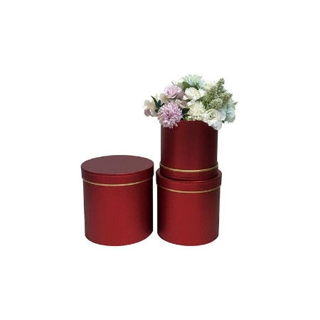 Round Metallic Floral Box (WINE RED)