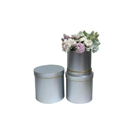 Round Metallic Floral Box (SILVER)