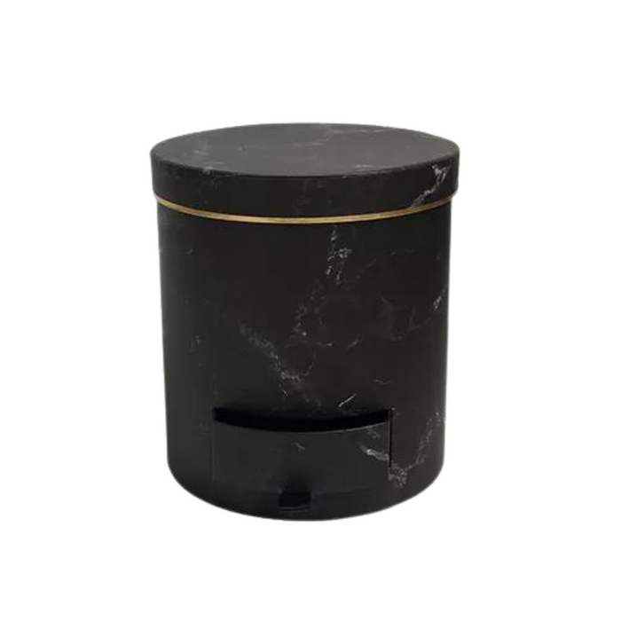 Round Marble Box with Drawer (BLACK)