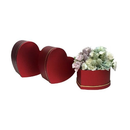 Heart Metallic Floral Box (WINE RED)