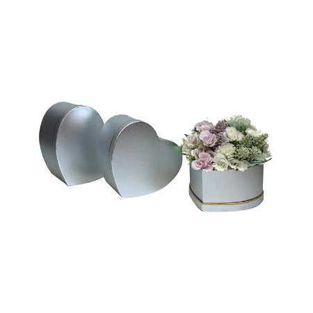 Heart Metallic Floral Box (SILVER)