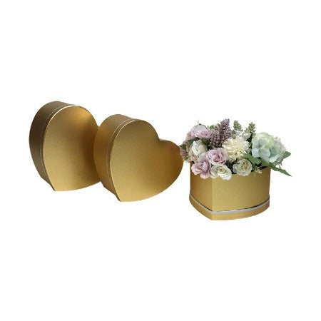 Heart Metallic Floral Box (GOLD)