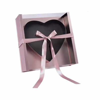 XL Square Acrylic Heart Floral Box - ROSE GOLD