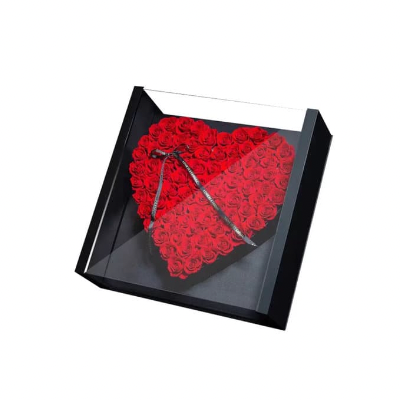 XL Square Acrylic Heart Floral Box (BLACK)