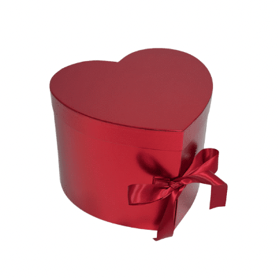 Heart Metallic Two Layer Floral Box (WINE RED)