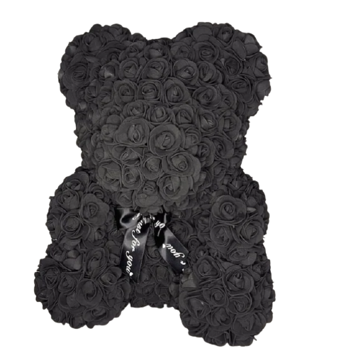 Black Foam Rose Bear 40 cm